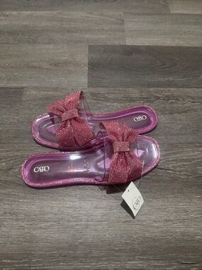 Cato Pink Sparkle Bow Slide Sandals